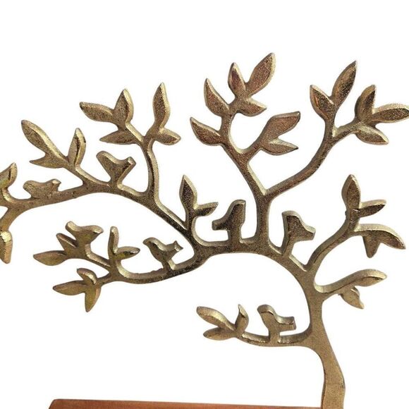 Jewelry Tree On Wood Dish Stand Gold Painted Metal 12H x 10L x 5D - Picture 3 of 7